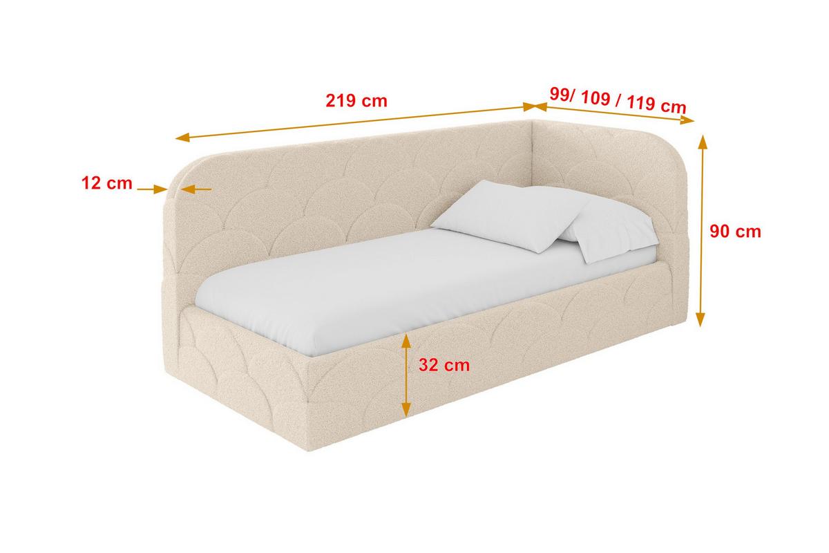 EINZELLBETT Jugendbett mit Bettkasten, Links - ELRY 80x200 Dunkelbeige - Cappuccino, Holzwerkstoff/Textil (80/200cm) - ALTDECOR