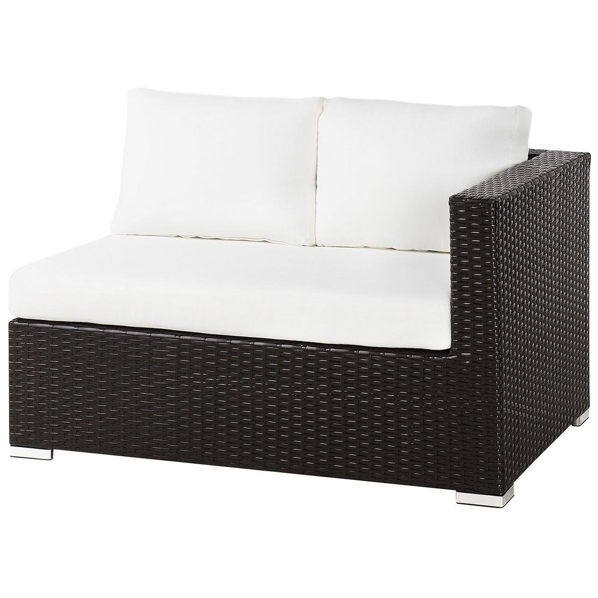 LOUNGE-SET 8-Sitzer braun linksseitig modular Auflagen beige XXL - Beige/Dunkelbraun, Kunststoff - Beliani