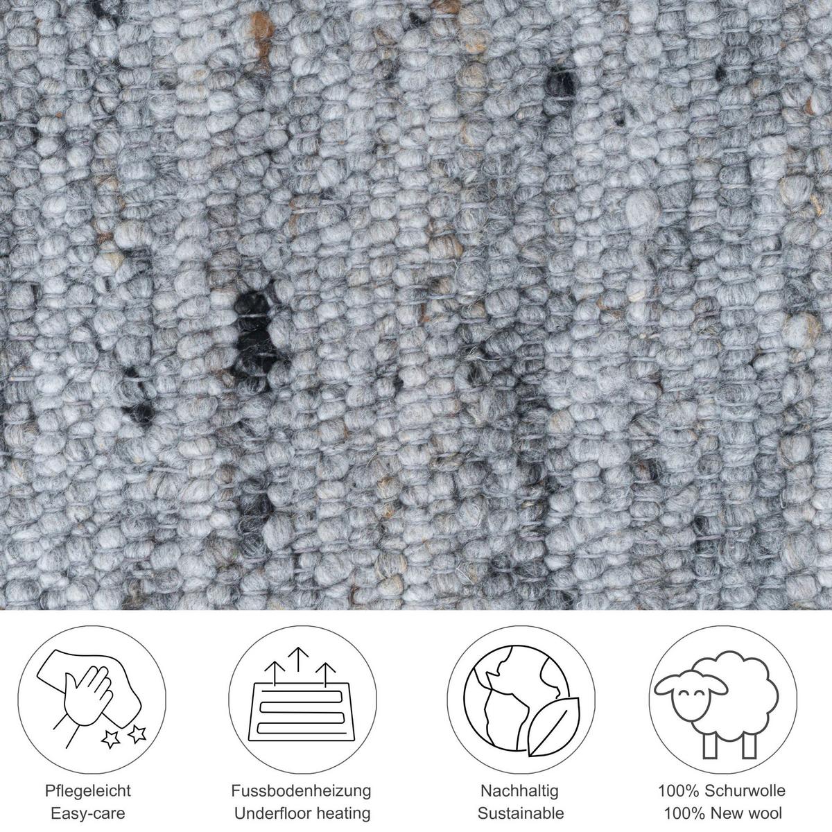 HANDWEBETEPPICH Malli, modern, strapazierfähig, pflegeleicht 140x200 cm - Blaugrau, Textil (140/200cm) - Rug and Roll