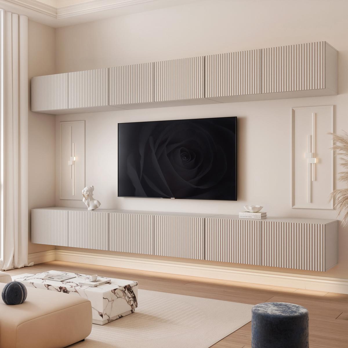 TV-LOWBOARD ANGEL VI mit LED-Beleuchtung, 300 cm Kaschmir - Kaschmir, Holzwerkstoff (300/36/40cm) - Idohome