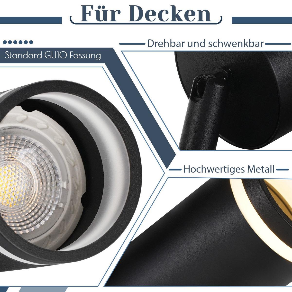 DECKENSTRAHLER Staffelstein 3-flammig 43/5/17 cm - Schwarz, Metall (43/5/17cm) - Nettlife