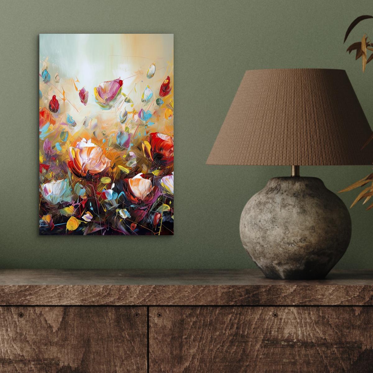 METALLBILD Blumen - Kunst - Natur - Ölgemälde 20x30 cm - Multicolor, Metall (20/30cm) - MuchoWow