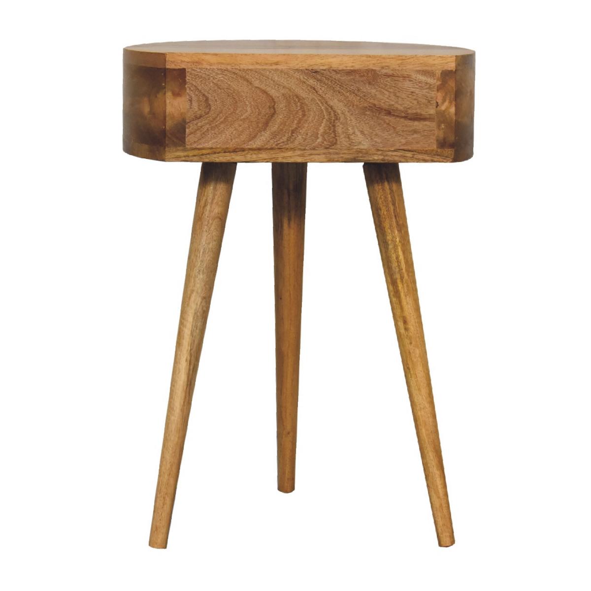 MINI NACHTTISCH rund, Eichenholzoptik, 1 Schublade, Nordische Beine, Beige - Beige/Messingfarben, Holz/Metall (40/52/32cm) - Artisan Furniture