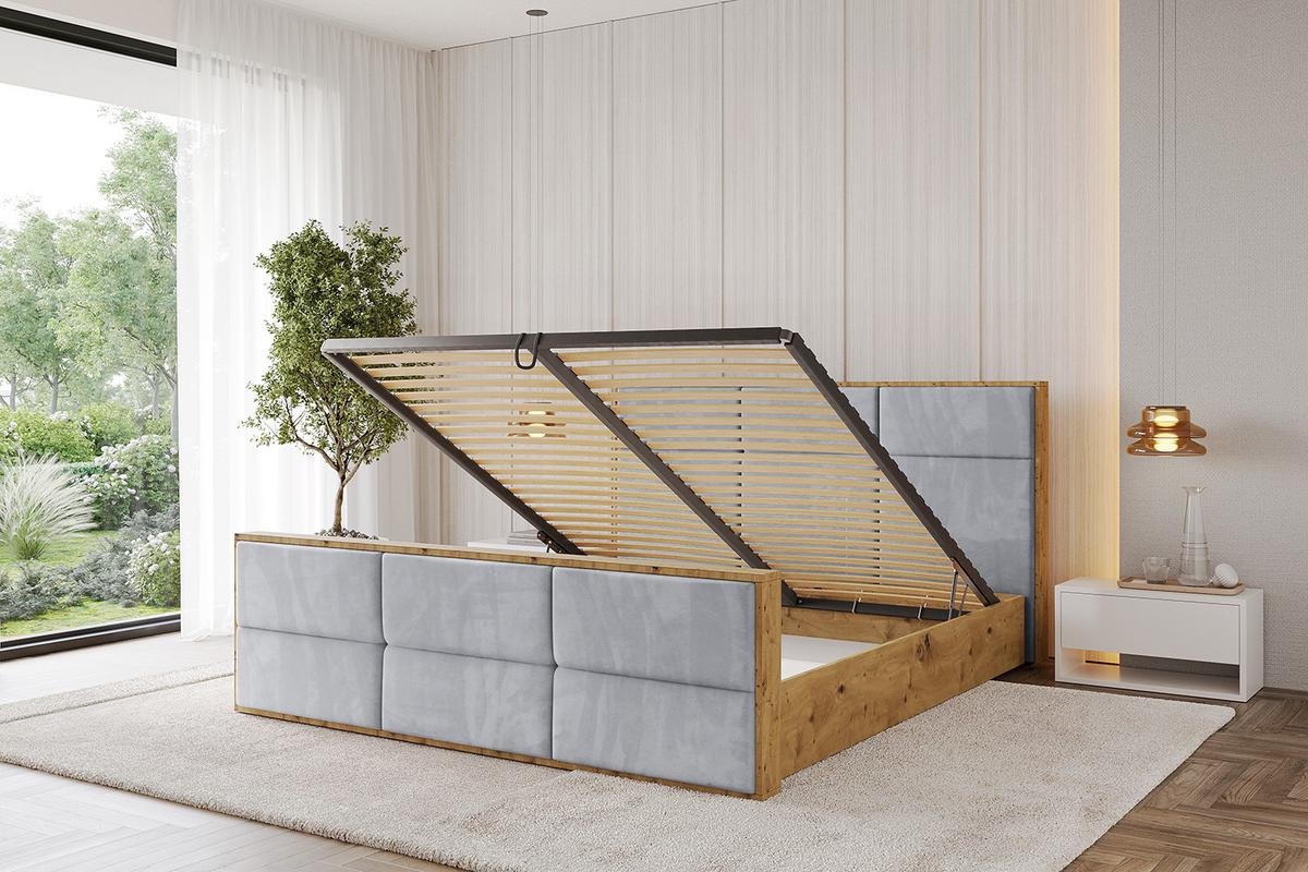 POLSTERBETT mit Bettkasten, Fußteil und Lattenrost, Boxbett ohne Matratze - ENZO1-Z 180x200 Hellgrau - Hellgrau, Holzwerkstoff/Textil (180/200cm) - ALTDECOR