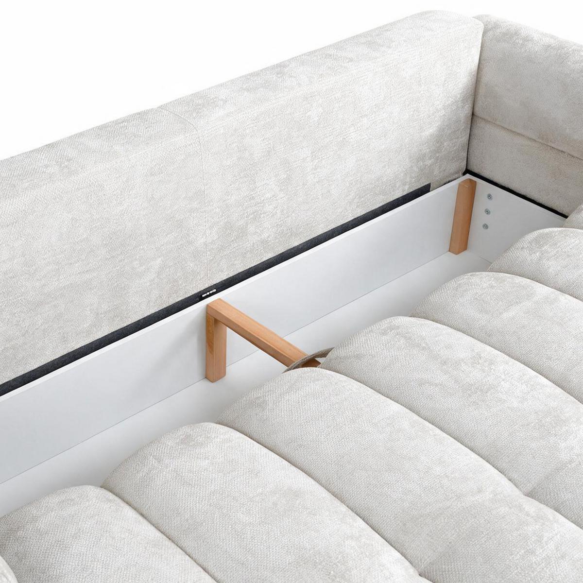 SCHLAFSOFA Mavi 3-Sitzer mit Schlaffunktion, Bettsofa Schlafcouch 195x145 cm, Creme - Creme, Textil (255/100/110cm) - Beautysofa