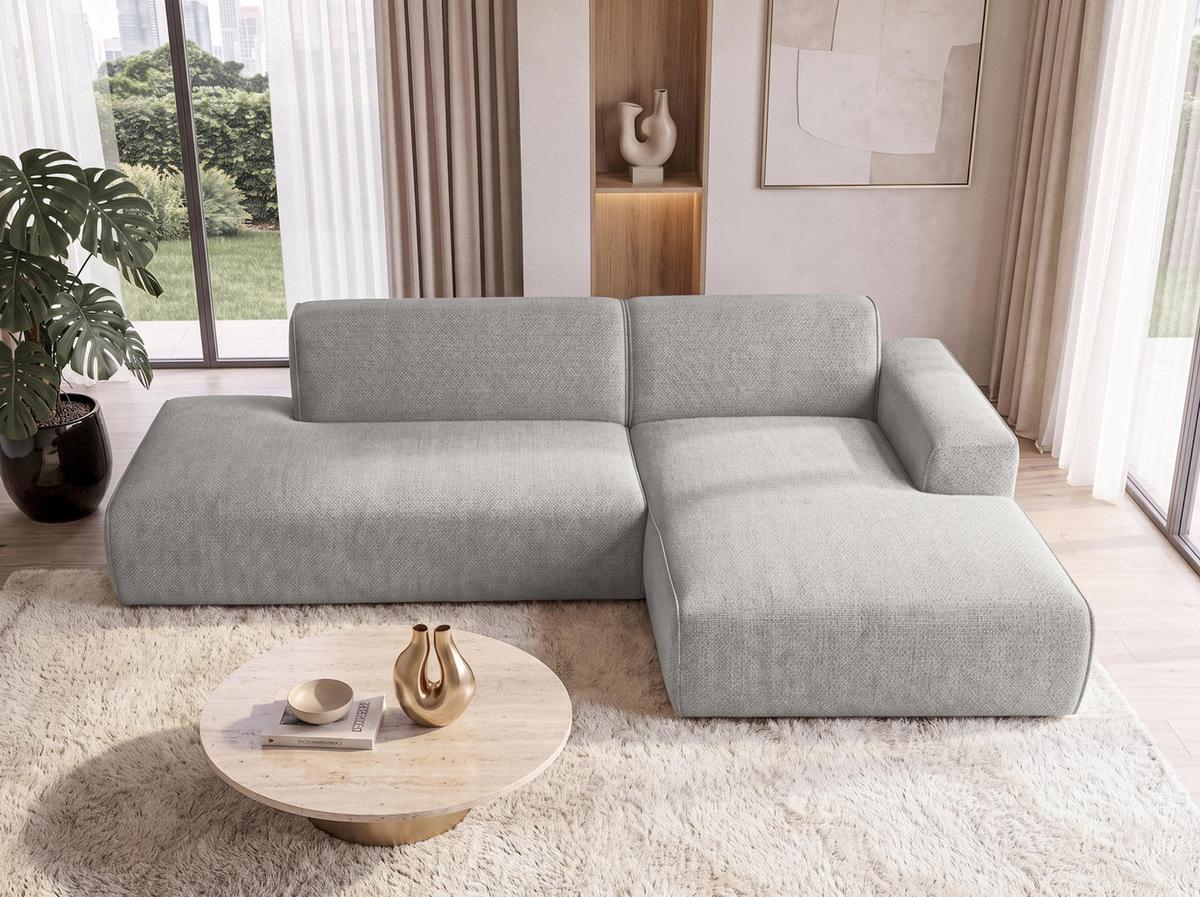 ECKSOFA L Form Didim Duo Hellgrau 288/162/80 cm – stilvolle kleine Eckcouch Rechts - Hellgrau/Schwarz, Kunststoff/Textil (162/288cm) - AX Living