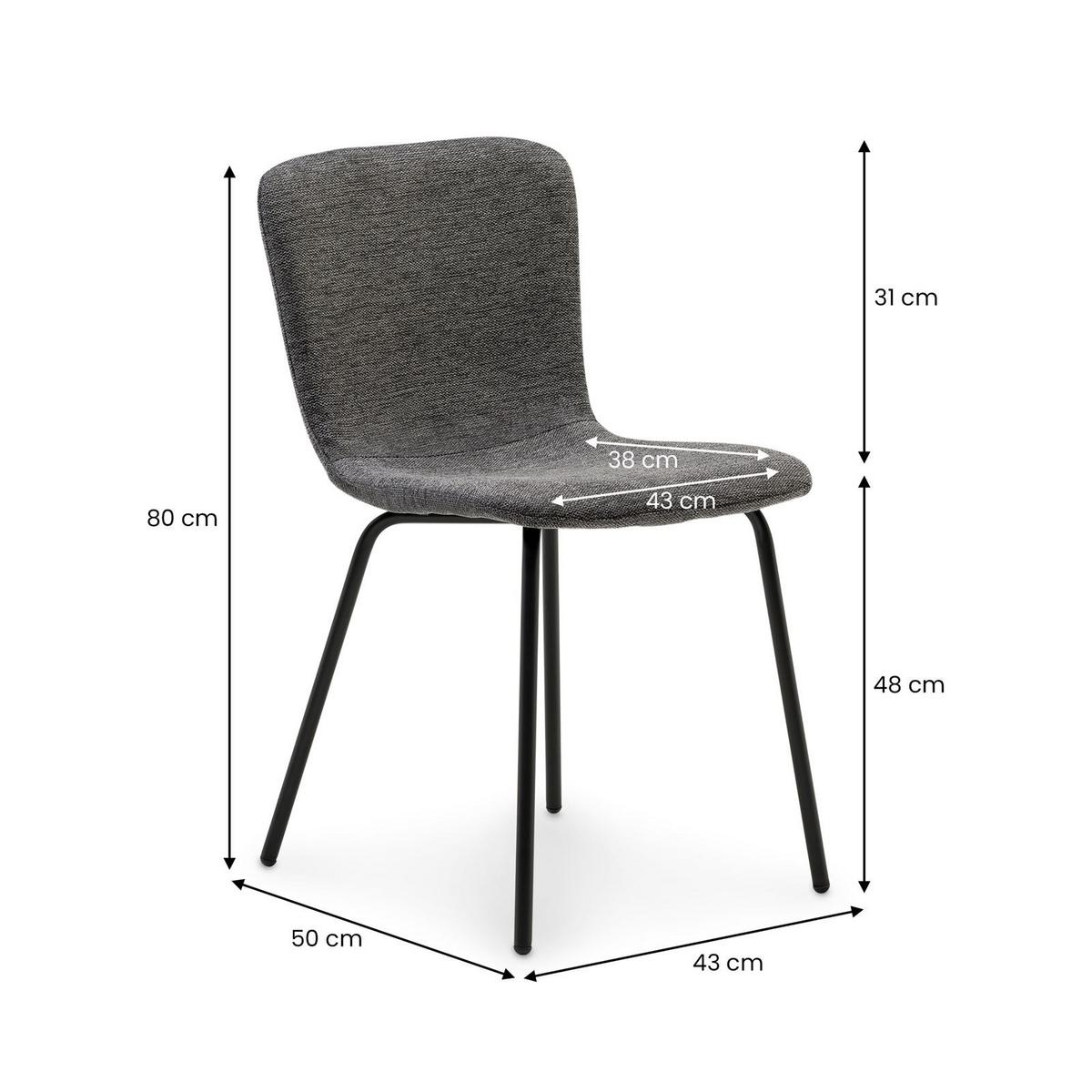 ESSZIMMERSTÜHLE AUDREY 4er-Set schwarz - Schwarz, Textil (43/80/50cm) - IDIMEX