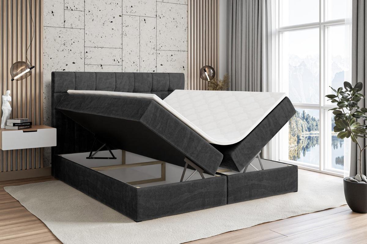 BOXBETT mit H3-Matratze und Lattenrost - BERO - 180x200 Schwarz - Schwarz, Holzwerkstoff (180/200cm) - ALTDECOR
