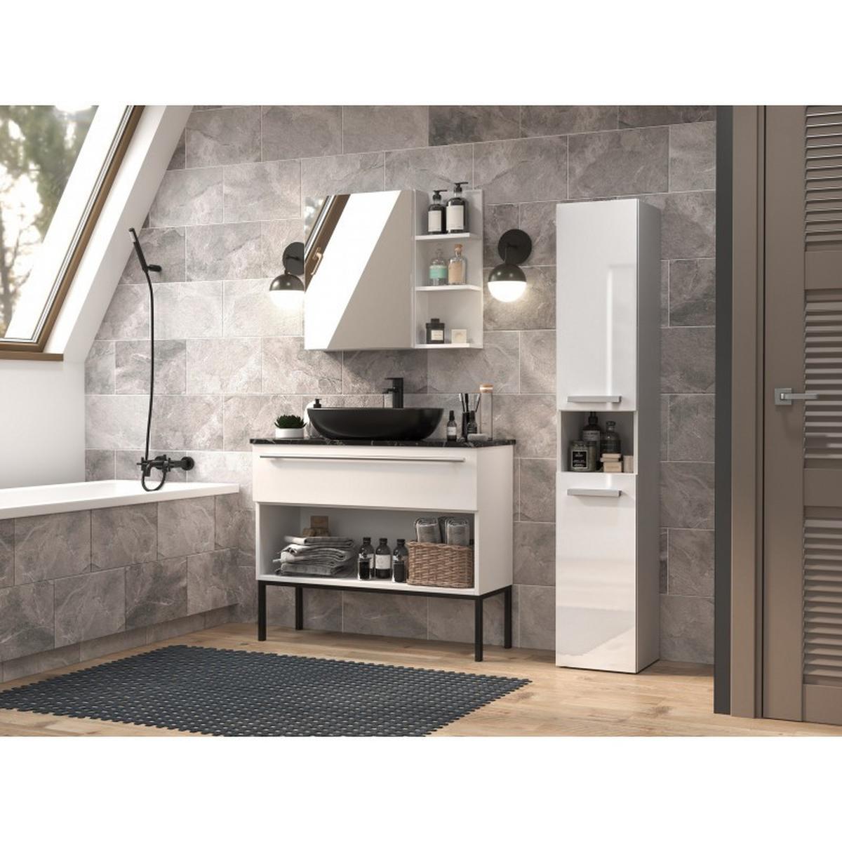 BADEZIMMERSCHRANK Weiß, Hochglanz Weiß 31/174/30 - Weiß, Holzwerkstoff (31/174/30cm) - RAUMHIRSCH FURNITURE