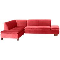 ECKSOFA mit Ottomane links Kaye Bezug Samtvelours Buche nussbaum dunkel / rot - Rot, Kunststoff (190/270cm) - 58aufmkessel