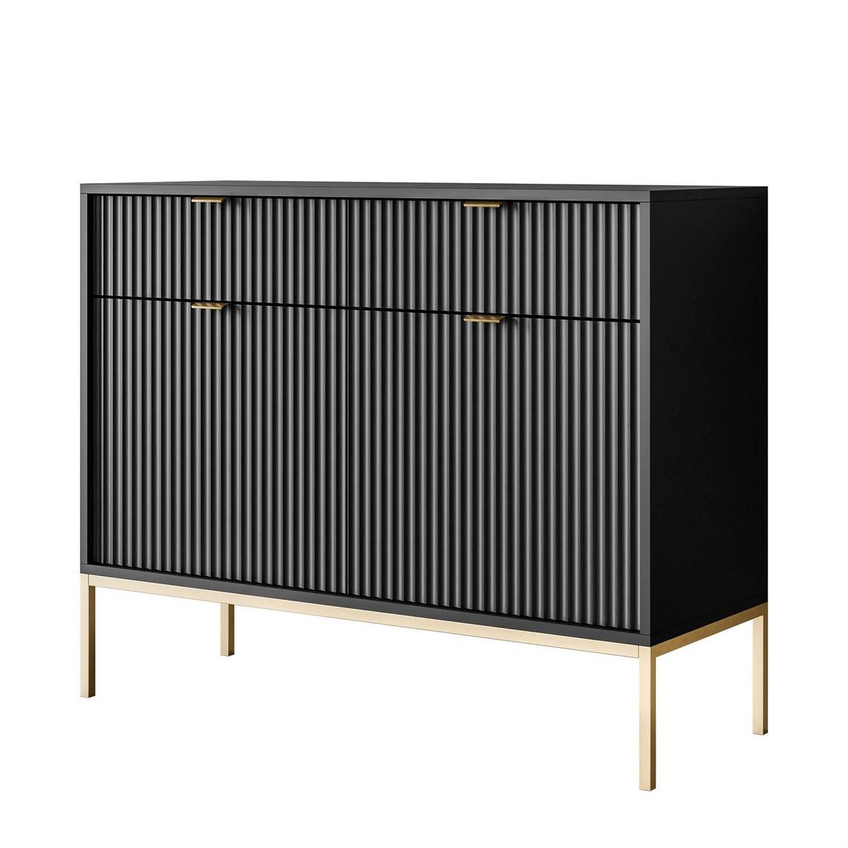 SIDEBOARD CORTADO GOLD KSZ104 MIT SCHUBLADEN SCHWARZ - Schwarz, Holzwerkstoff (104/83/39cm) - Lookway
