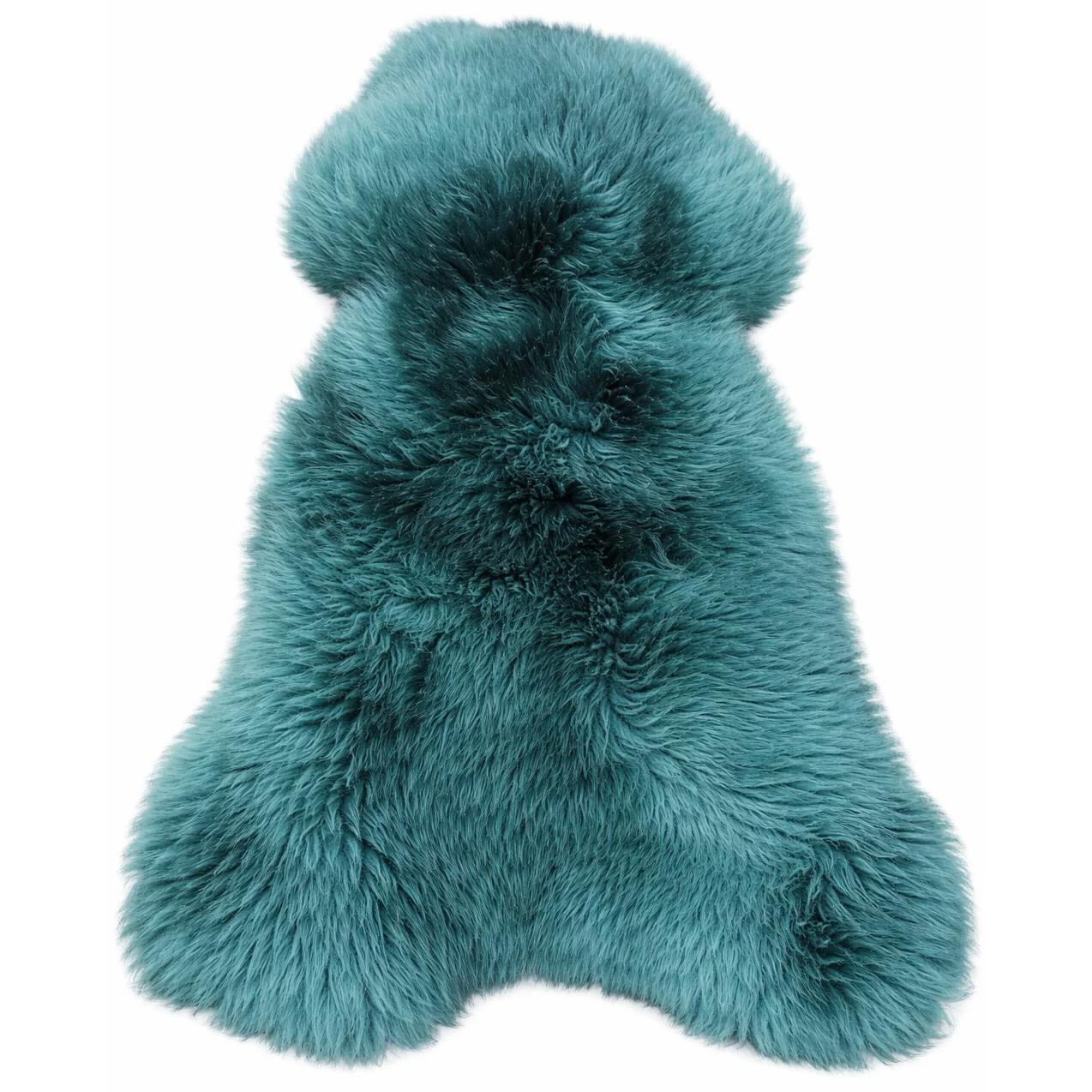 LAMMFELL Öko bunt gefärbt weich Fell Teppich Teal ca. 90 cm - Dunkelgrün, Fell (50/90cm) - Provellus