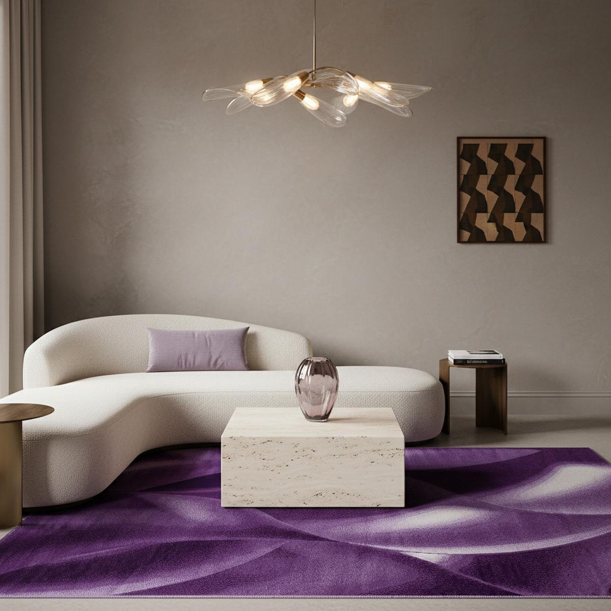TEPPICH Kurzflor INN in Violett, mit abstraktem Wellenmuster, 240 x 340 cm - Lila, Textil (340/240cm) - KADIMA DESIGN
