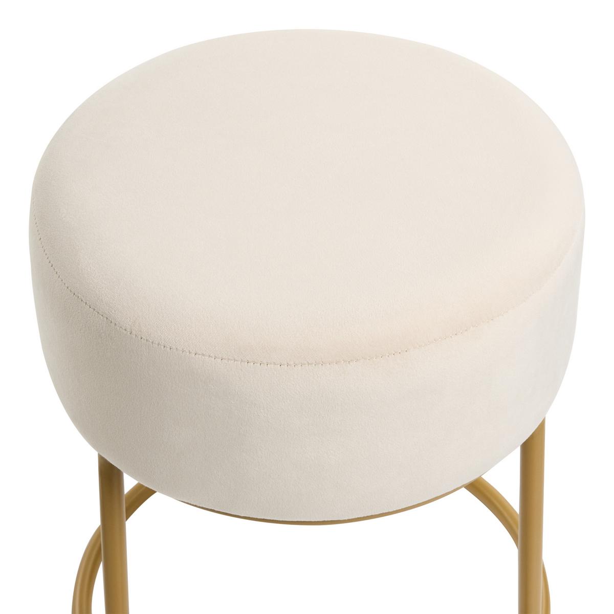HOCKER Samtstoff Hellbeige Delco - Beige, Textil (35/40/35cm) - Beliani