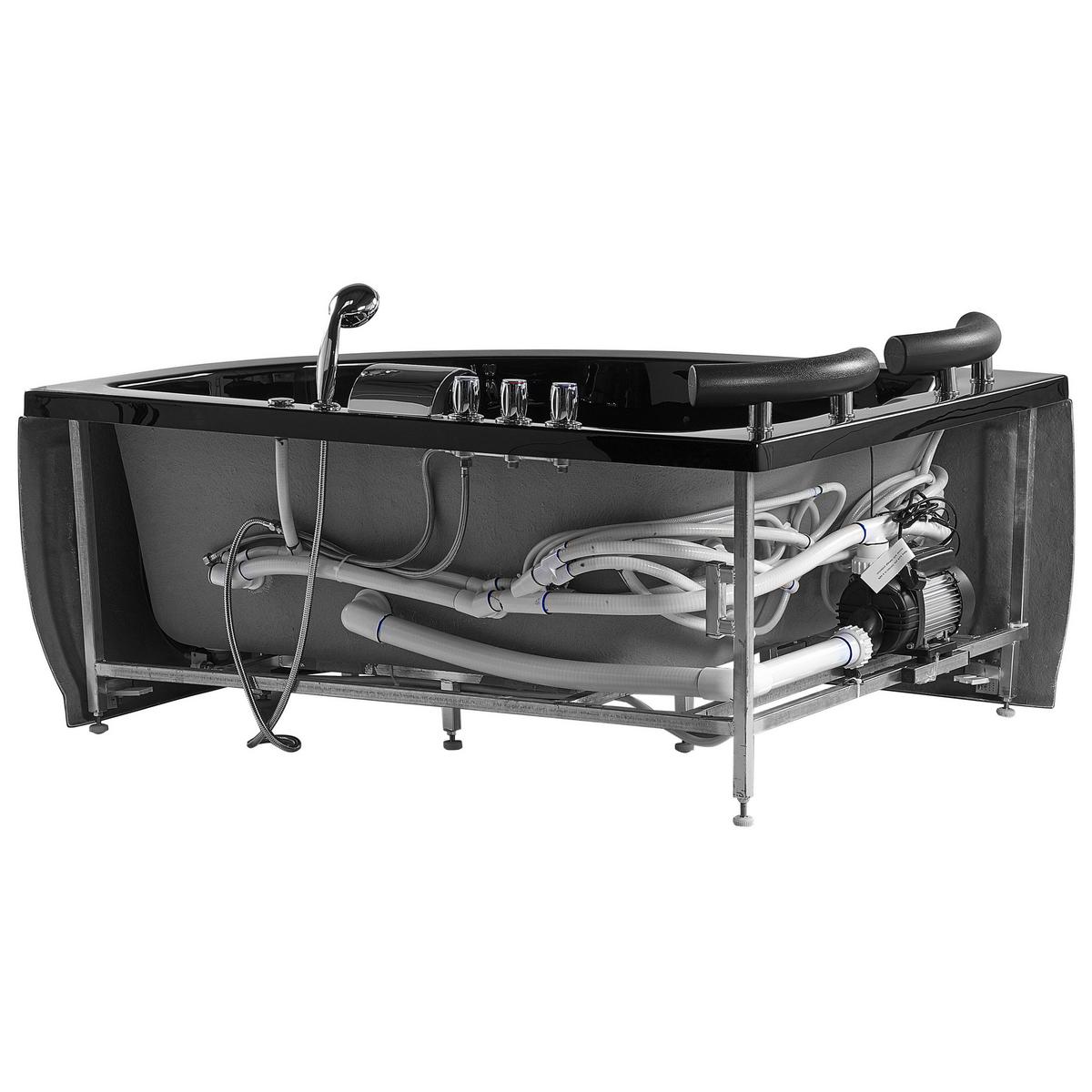 WHIRLPOOL-BADEWANNE mit LED 113x160x63 cm schwarz Paradiso - Schwarz, Kunststoff (113/63/160cm) - Beliani