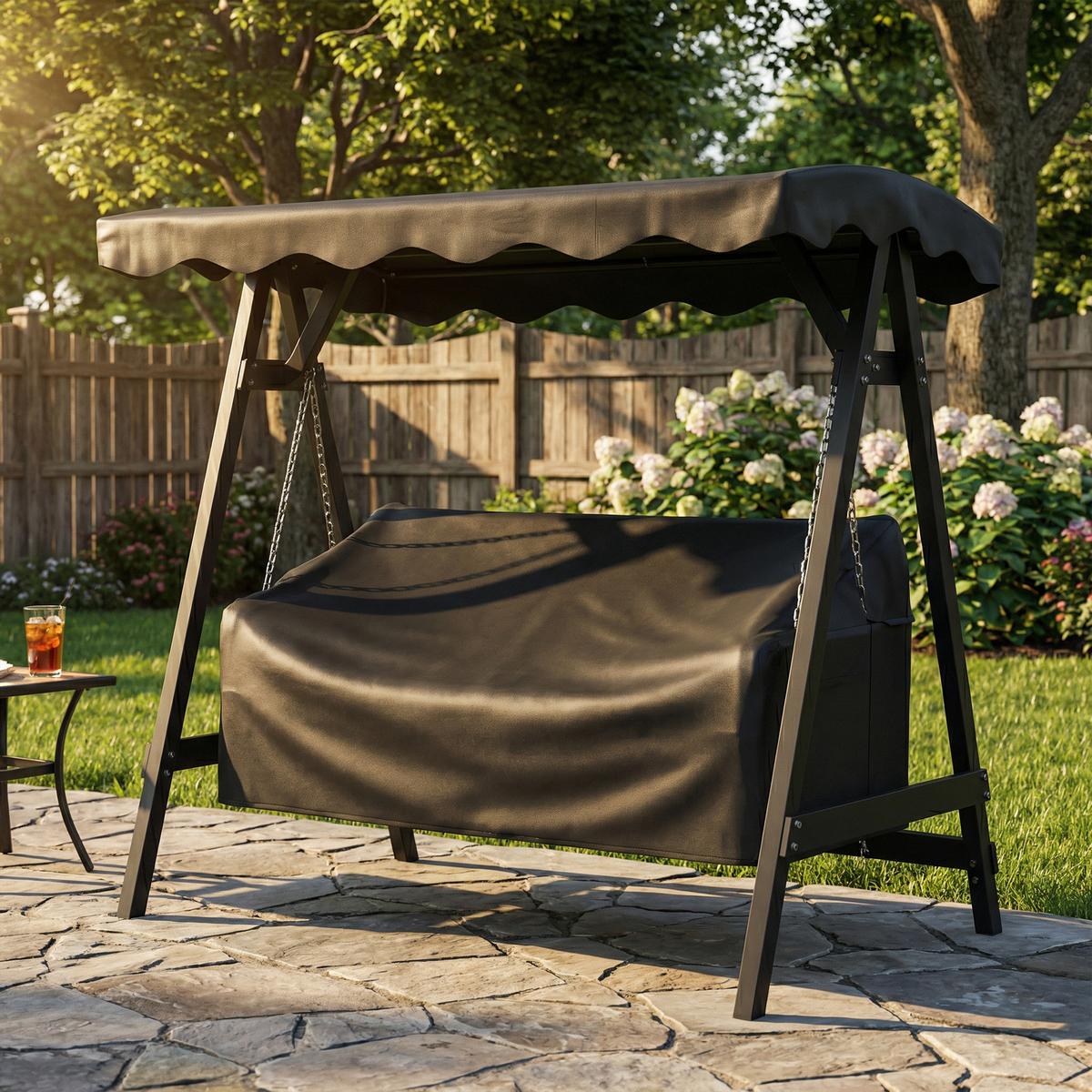 GARTENSCHAUKEL-ABDECKUNG Oxford-Stoff Schwarz - Schwarz, Textil (76/81/185cm) - Outsunny