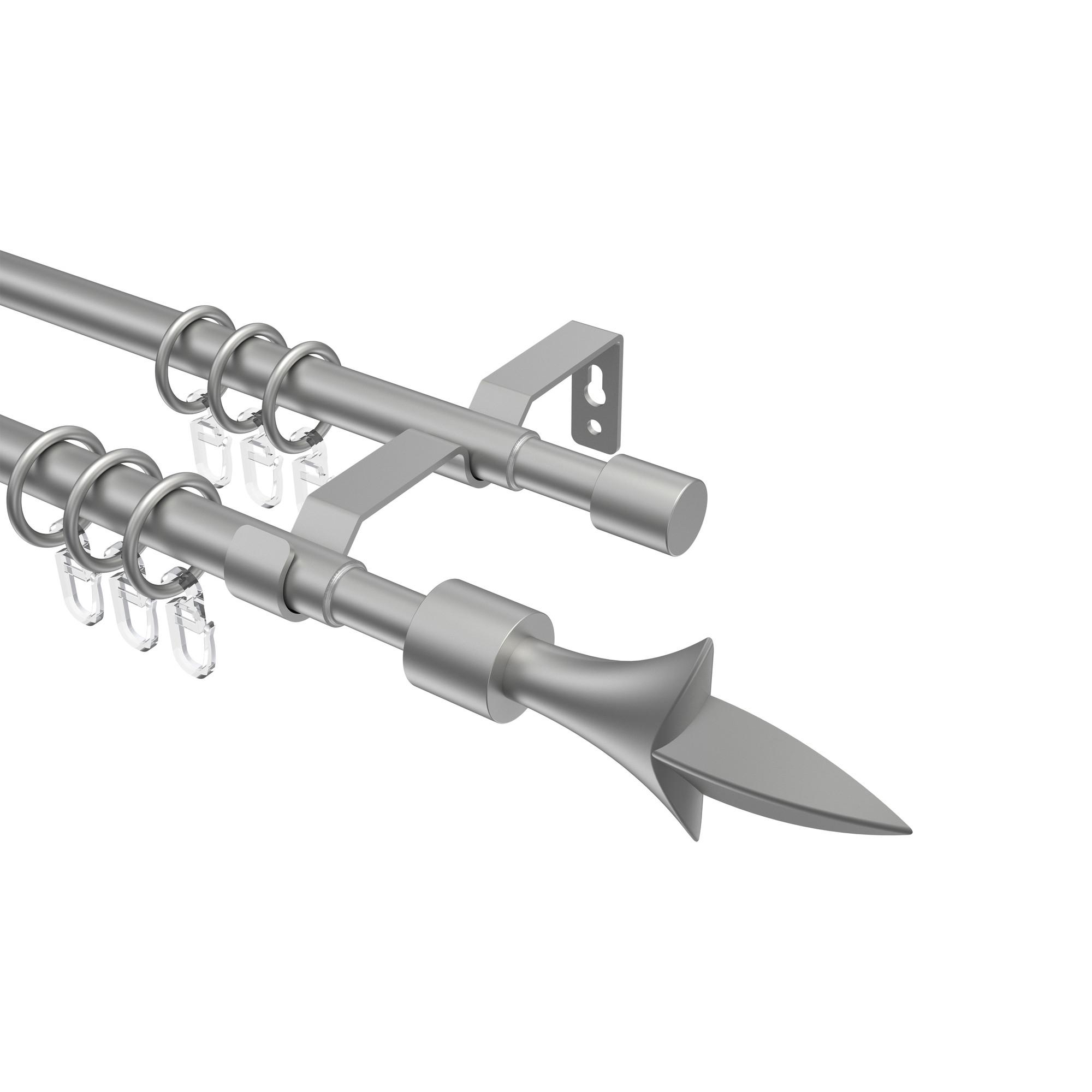 GARDINENSTANGE / TELESKOPSTANGE Hera Lily 70-120 cm, 2-läufig, 16/13 mm Ø Silbergrau - Silberfarben/Alufarben, Kunststoff/Metall (120cm) - INTERDECO