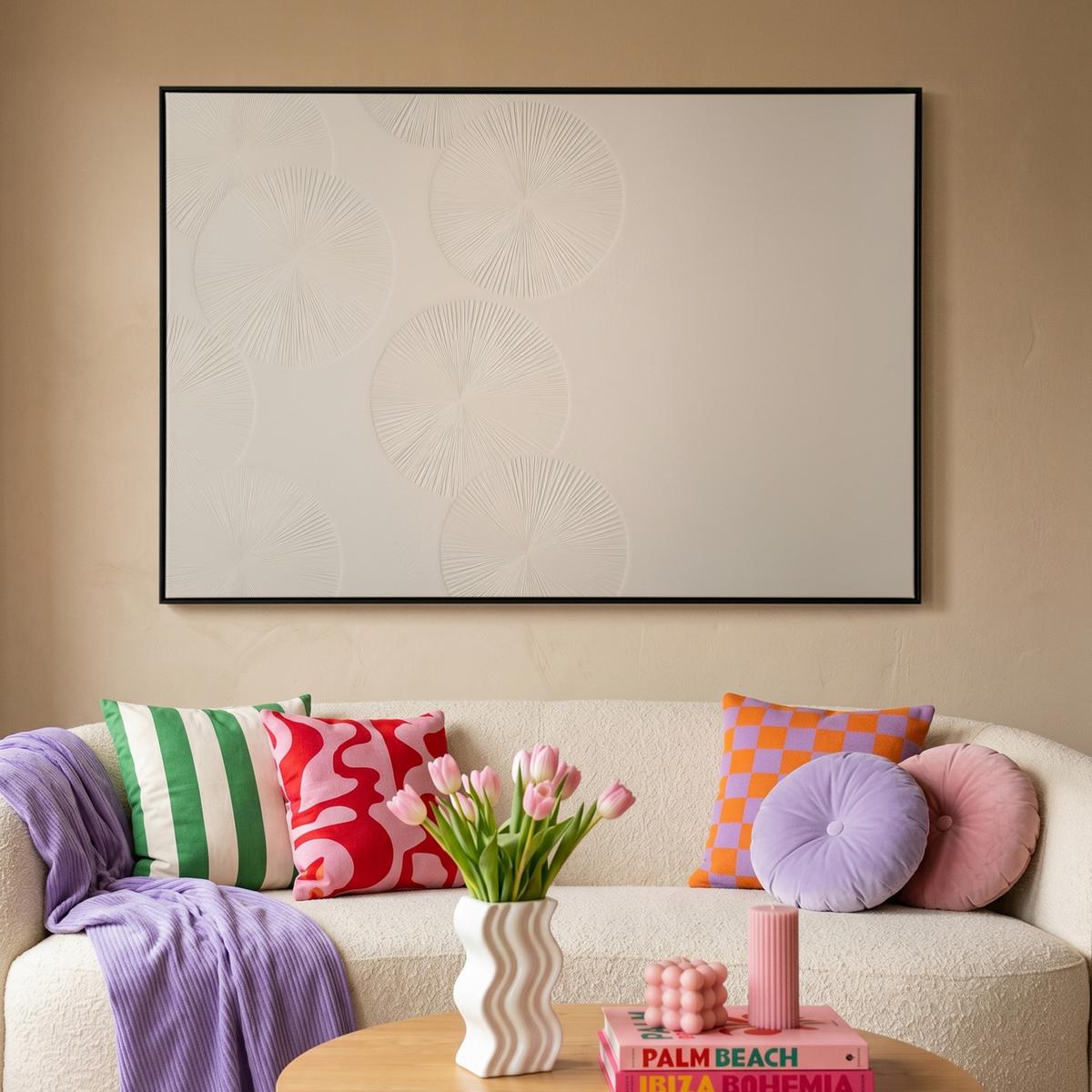 LEINWAND Bilder mit Rahmen - Japandi - Beige - Modern - 120x80 - Ecru, Textil (120/80cm) - MuchoWow
