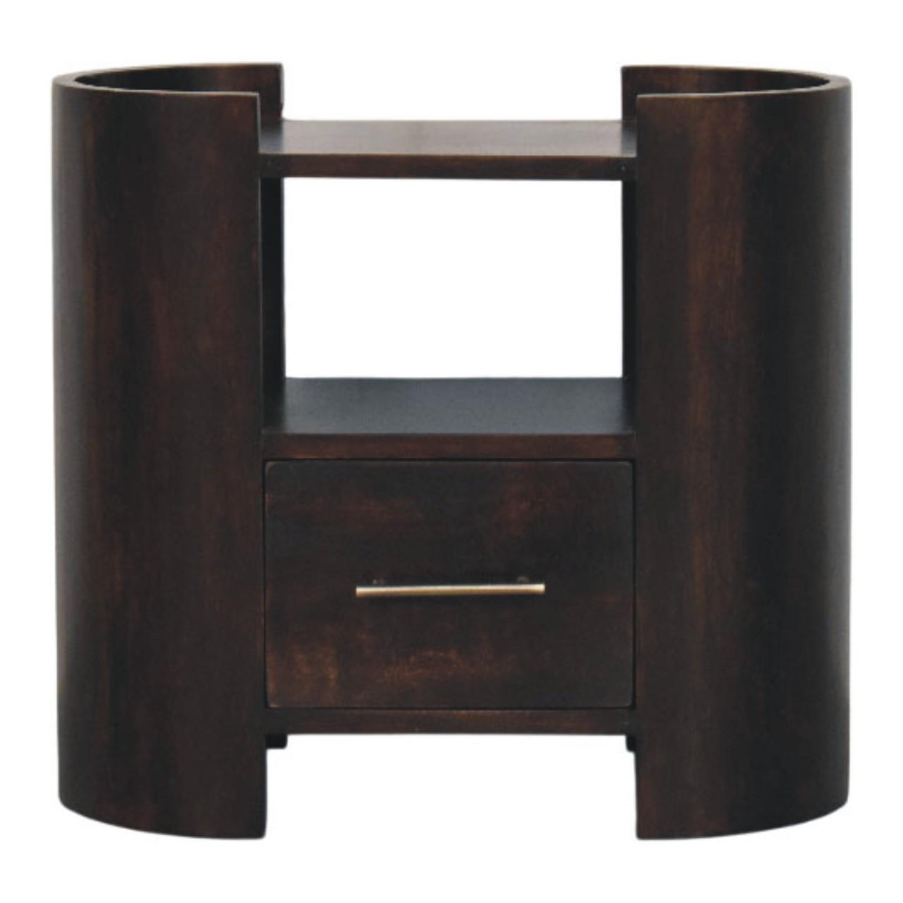 NACHTTISCH mit Samt-Mokka-Finish, 1 Schublade, 1 offene Ablage, dunkelbraun - Dunkelbraun, Holz (55/50/30cm) - Artisan Furniture
