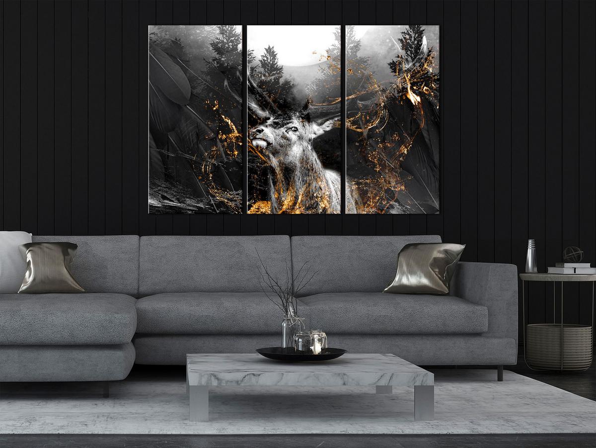KUNSTDRUCK Schwarz-Weiß 90/60 cm - Goldfarben/Schwarz, Textil (90/60cm) - KUNSTLOFT