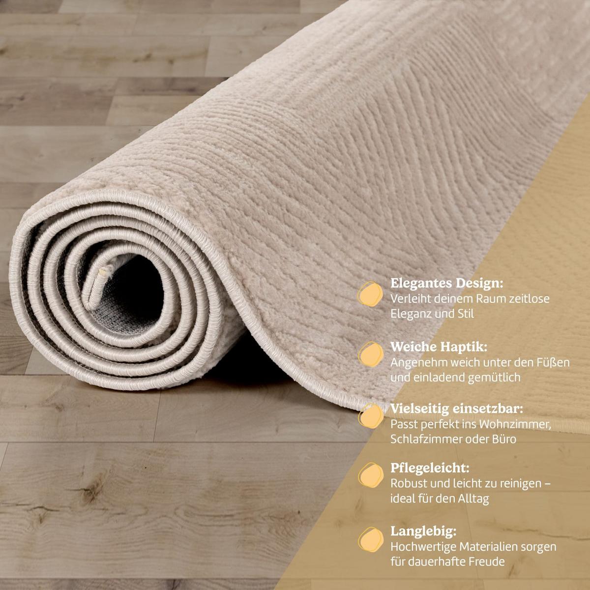 KURZFLORTEPPICH, einfarbig, aus Polypropylen, Florhöhe 9 mm, Beige, 200 x 280 cm - Beige, Textil (280/200cm) - KADIMA DESIGN