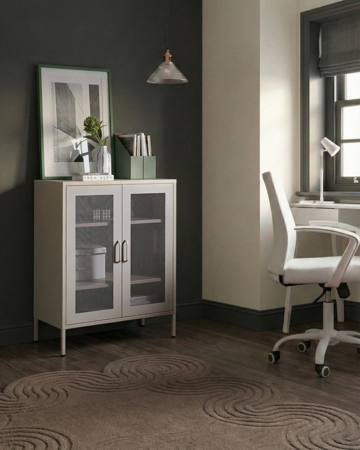 SCHRANK Metall Hellbeige Wakatipu - Beige, Metall (80/102/40cm) - Beliani