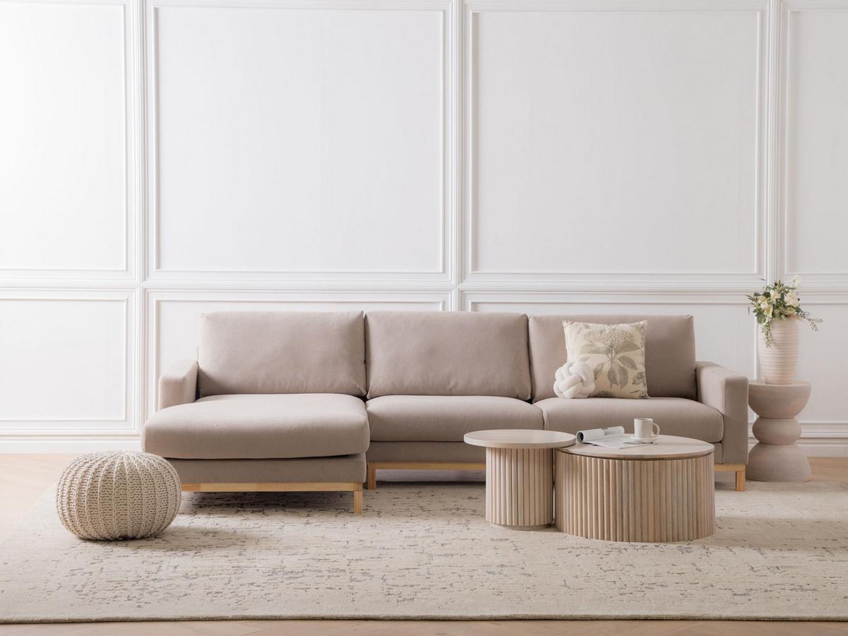 ECKSOFA 4-Sitzer Stoff Taupe rechtsseitig Siggard - Taupe/Beige, Textil (296/163cm) - Beliani