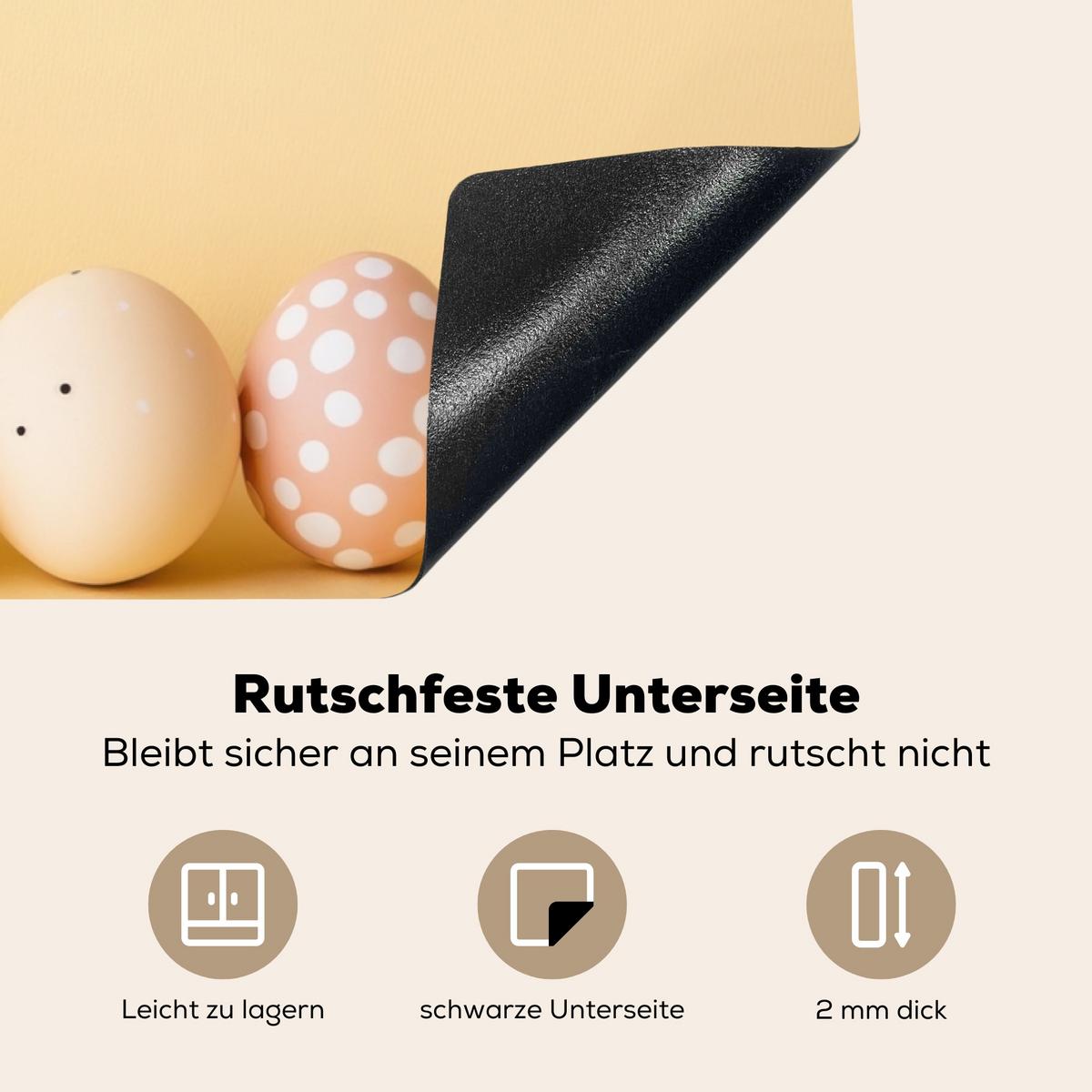 HERDABDECKPLATTE Eier - Kaninchen - Pastellfarbtöne Induktionsschutz 91.6x52.7 cm - Hellgelb, Kunststoff (91.6/52.7/0.2cm) - MuchoWow