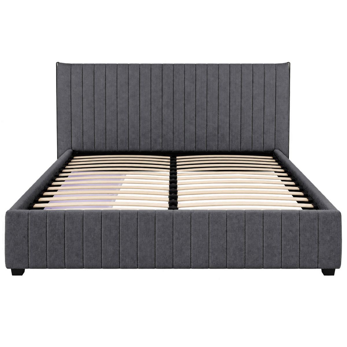 POLSTERBETT Calma mit 2 Bettkastenschubladen, ohne Matratze, 160x200 cm, Bouclé-Stoff, Dunkelgrau - Dunkelgrau, Textil (160/200cm) - Beautysofa