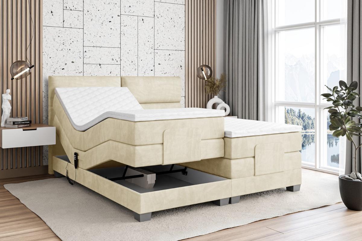 BOXSPRINGBETT elektrisch verstellbar mit 2 Matratzen H4/Taschenfederung MAYA EL 180 x 200 Beige - Beige, Holzwerkstoff (187/200cm) - ALTDECOR