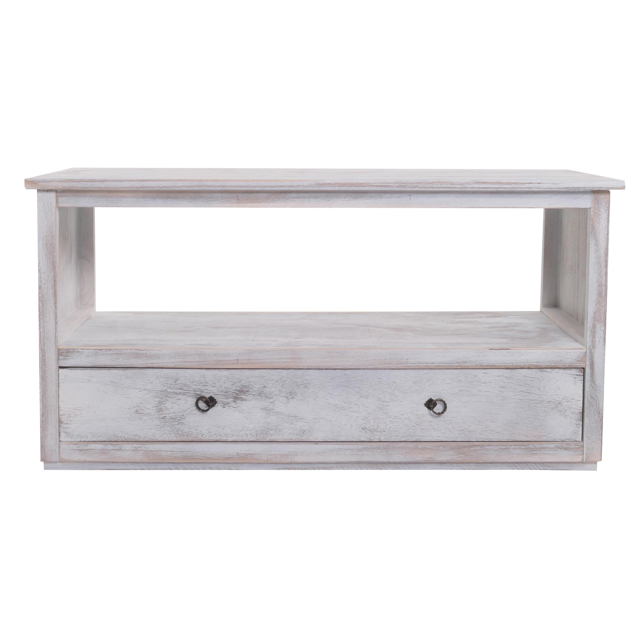 TV-RACK FERNSEHTISCH LOWBOARD Reinweiß - Weiß, Holz (110/53/39cm) - MCW