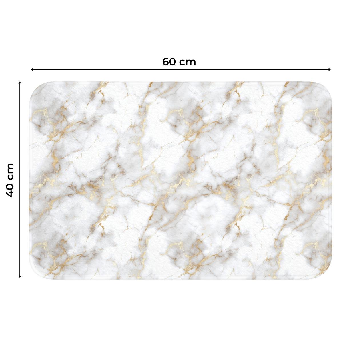 WC-VORLEGER Goldene Adern - Marmor - Weiß Toilettenvorleger 60x40 cm - Weiß, Textil (60/1cm) - OnlyWow
