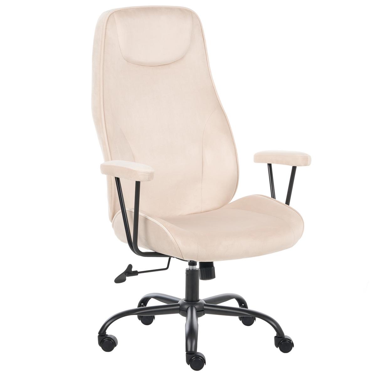 BÜROSTUHL Samtstoff Hellbeige Titan - Beige, Textil (72/118/65cm) - Beliani