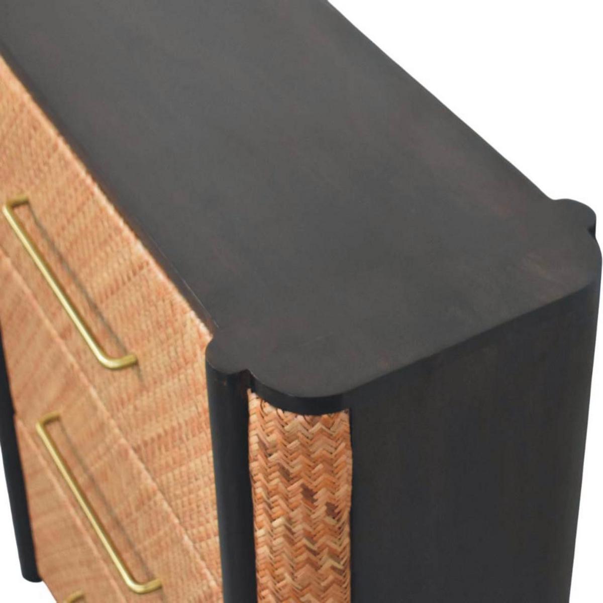 KOMMODE mit edlem Samtbezug in Mokka-Finish, 3 Schubladen, dunkelbraun. - Dunkelbraun, Holz (90/86/40cm) - Artisan Furniture