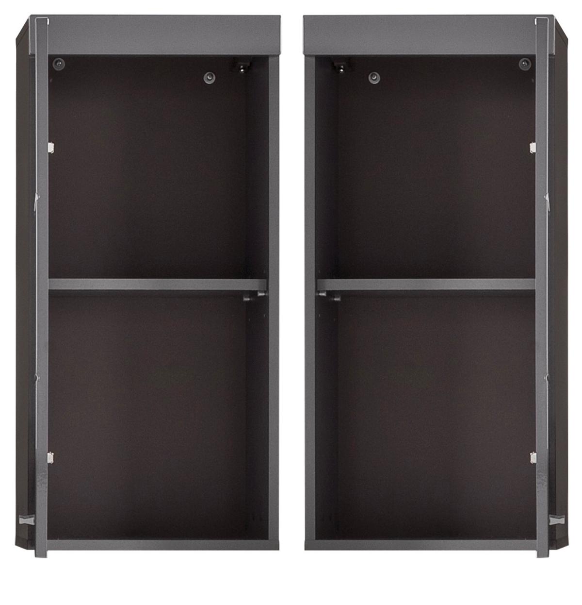 HÄNGESCHRANK grau Hochglanz 37 x 77 cm, Badschrank hängend - Grau, Holzwerkstoff/Kunststoff (37/77/23cm) - Top.Furn