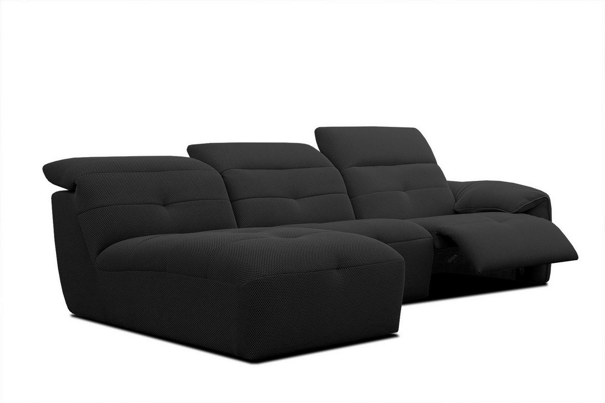 ECKSOFA TRENTO 4-Sitzer mit 1 Relaxfunktion, schwarz - Schwarz, Holzwerkstoff/Kunststoff (165/262cm) - Wozimo
