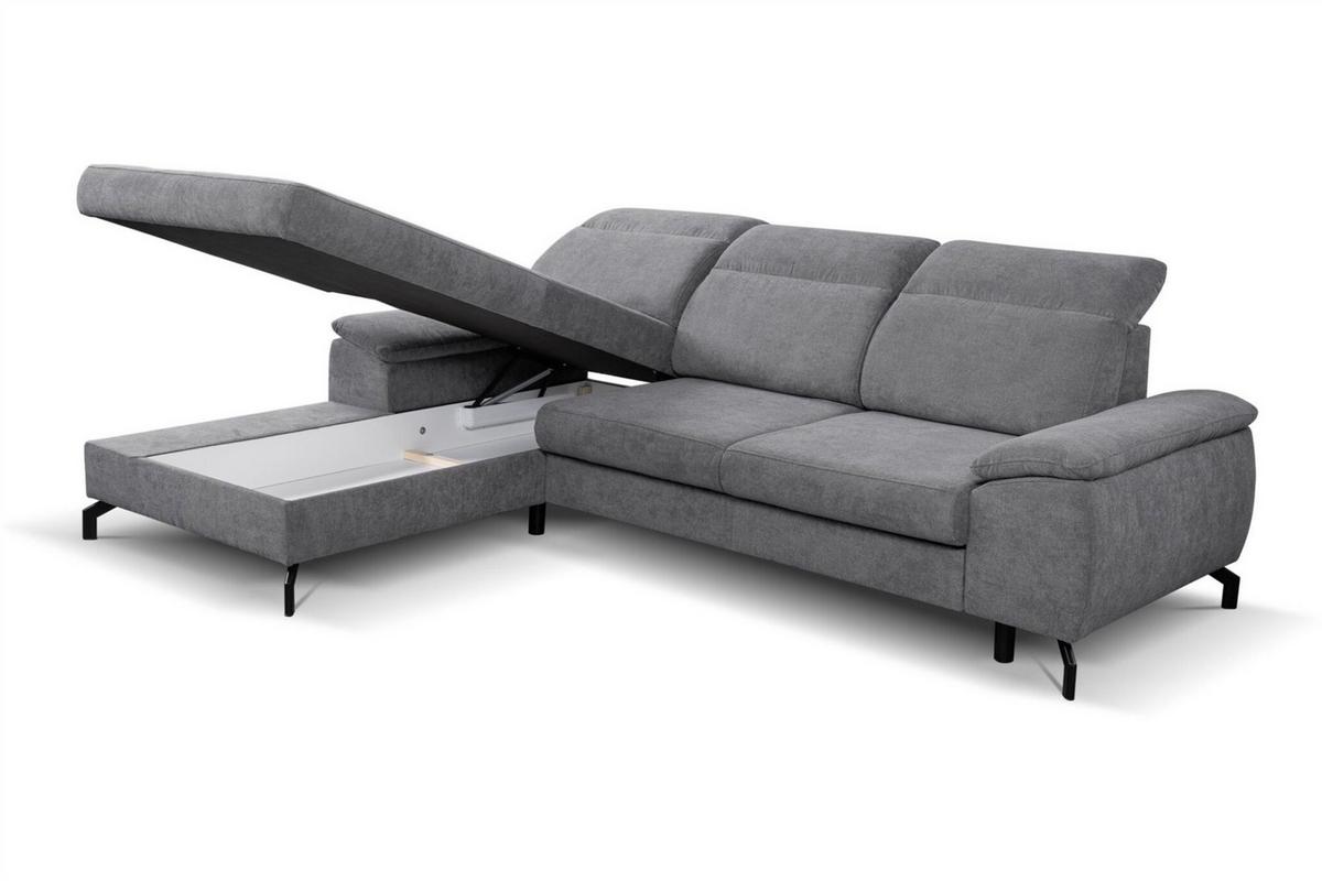 ECKSOFA Margit Mit Schlaffunktion - Hellgrau, Holzwerkstoff/Textil (276/184cm) - Fun Möbel