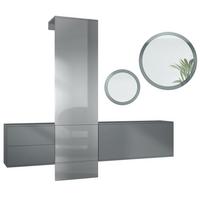 GARDEROBE Carlton Dual Grau Hochglanz - Grau, Holzwerkstoff (208/193/35cm) - Vladon