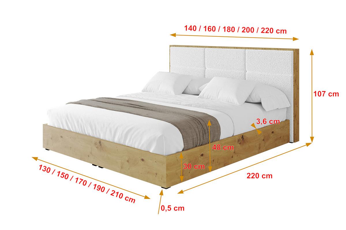 POLSTERBETT mit Bettkasten und Lattenrost, Boxbett ohne Matratze - ENZO1 180x200 Weiß - Weiß, Holzwerkstoff/Textil (180/200cm) - ALTDECOR