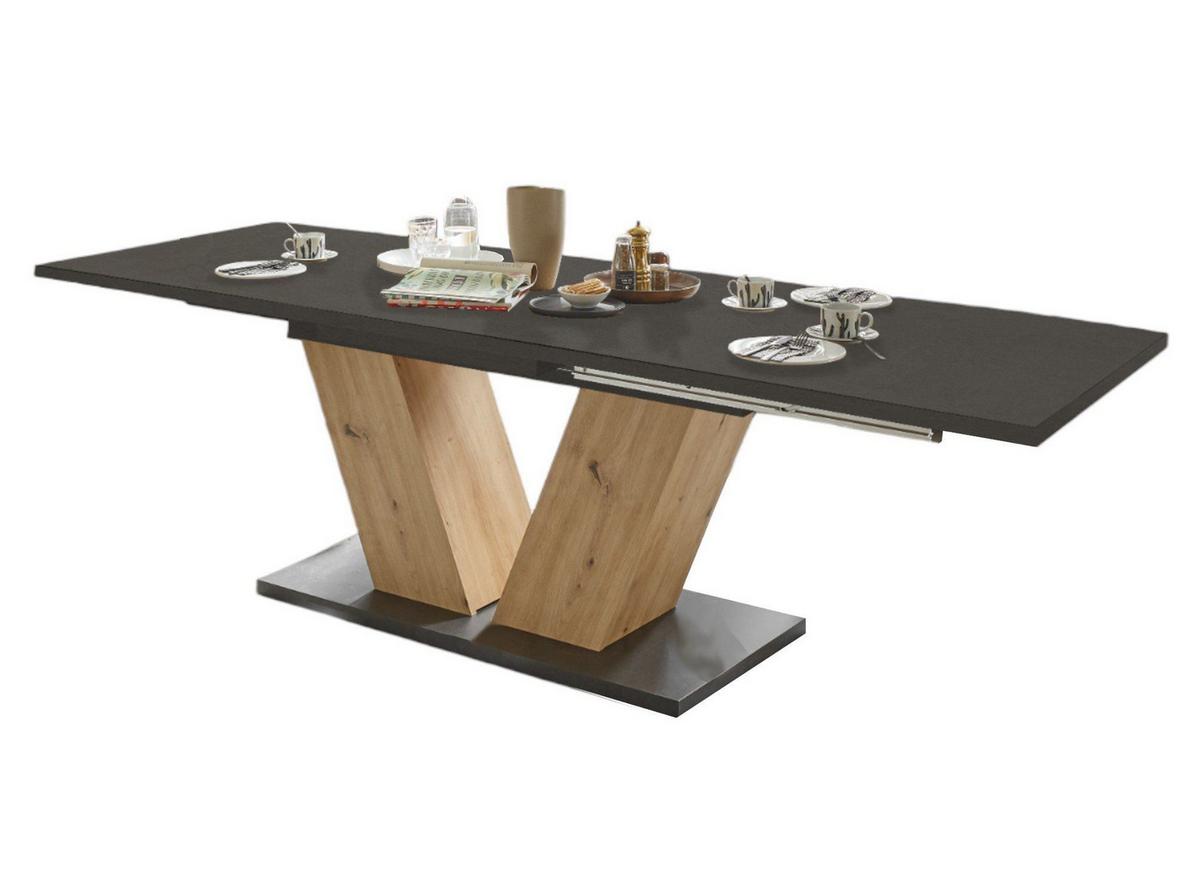 ESSTISCH ausziehbar Elena 160x90x76 Asteiche/Graphit - Grau, Holzwerkstoff (160/90/76cm) - 58aufmkessel