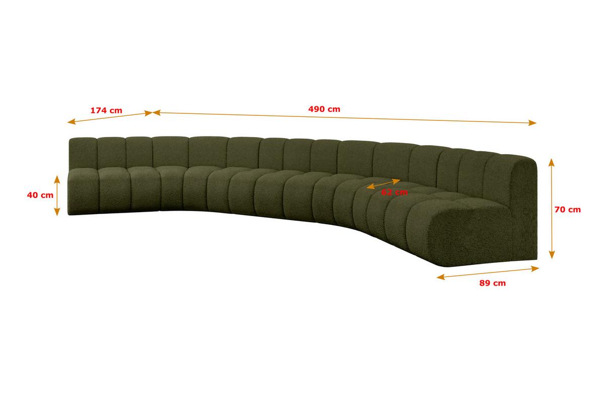 WOHNLANDSCHAFT modulares Sofa Montra-U1 - 490x174x70 cm Grün - Grün, Holzwerkstoff/Textil (490/70/174cm) - ALTDECOR