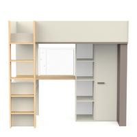 HOCHBETT mit schreibtisch und kleiderschrank - camillia 205,9/104,1/183 cm - Eichefarben/Grau, Holzwerkstoff - Calicosy