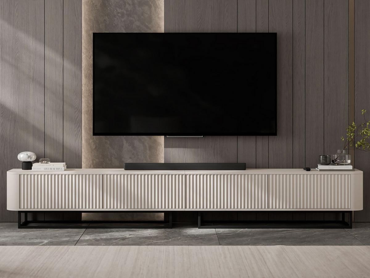 TV-LOWBOARD 2er-Set Aurora Kaschmir matt 280 cm mit Metallrahmen - Kaschmir/Schwarz, Holzwerkstoff/Metall (280/44/35cm) - Meble Lindner