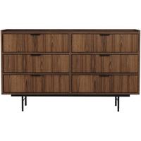 KOMMODE Evron mit 6 Schubladen, Walnuss - Dunkelbraun/Schwarz, Holzwerkstoff/Metall (150/90/40cm) - Beautysofa