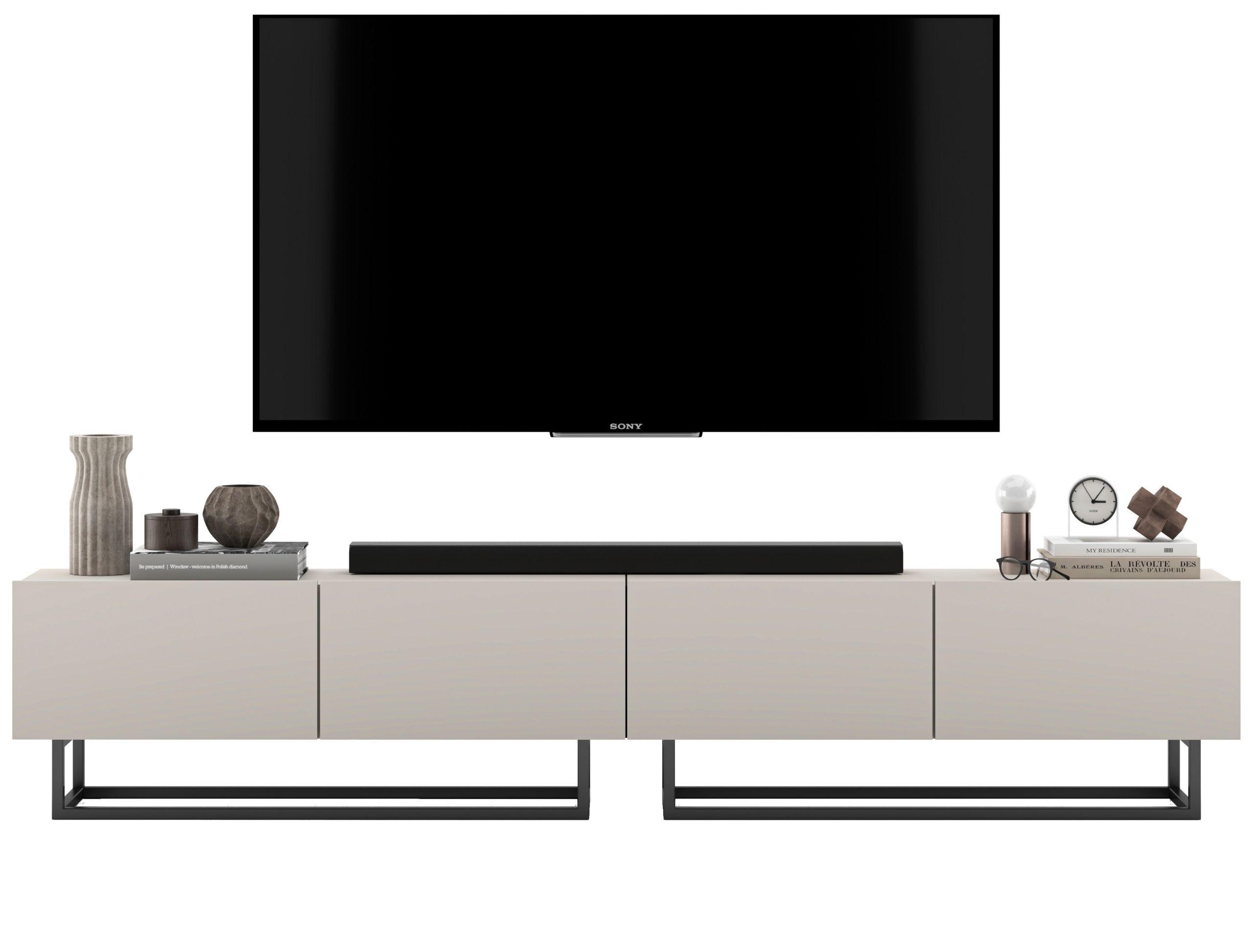 TV-LOWBOARD 2-er Set Enjoy Kaschmir Matt mit Metallrahmen 120 cm - Kaschmir/Schwarz, Holzwerkstoff/Metall (240/46/35cm) - Meble Lindner