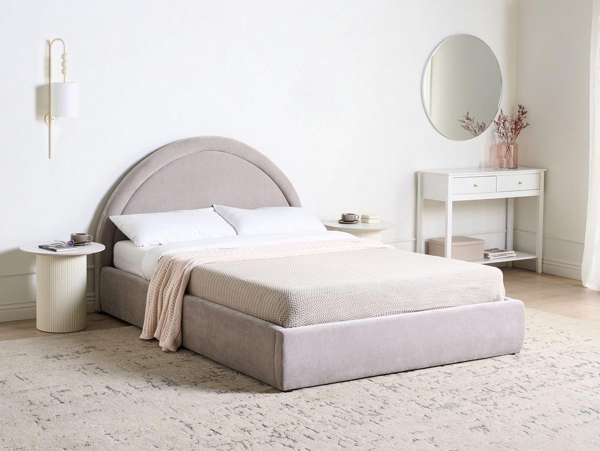 BETT mit Stauraum 140/200 cm Beige Mouzon - Beige/Grau, Textil (140/200cm) - Beliani