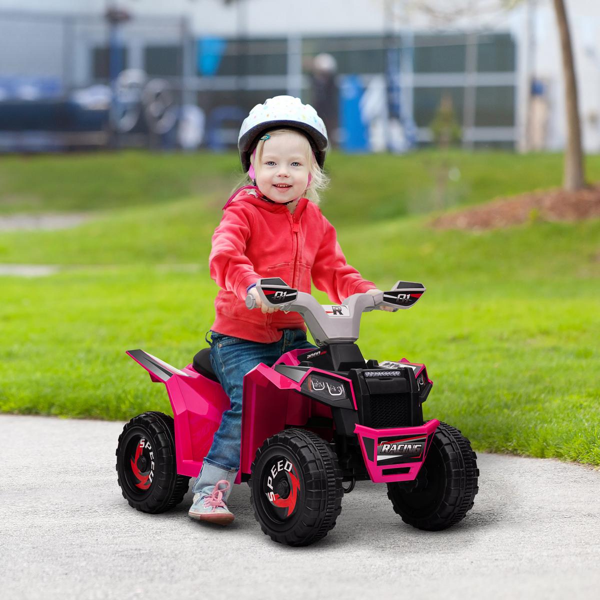ELEKTRO Kinderquad, Mini Elektroquad mit Vorwärts-, Rückwärtsfunktion, Rosa - Rosa, Metall (70/41.5/48.5cm) - HOMCOM