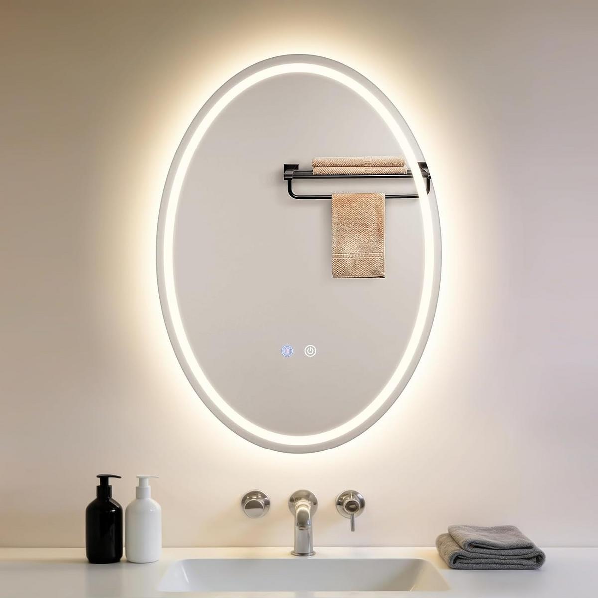 BADSPIEGEL mit Beleuchtung Kerenor 3/50/70 cm - Weiß, Glas (50/70/3cm) - ZMH