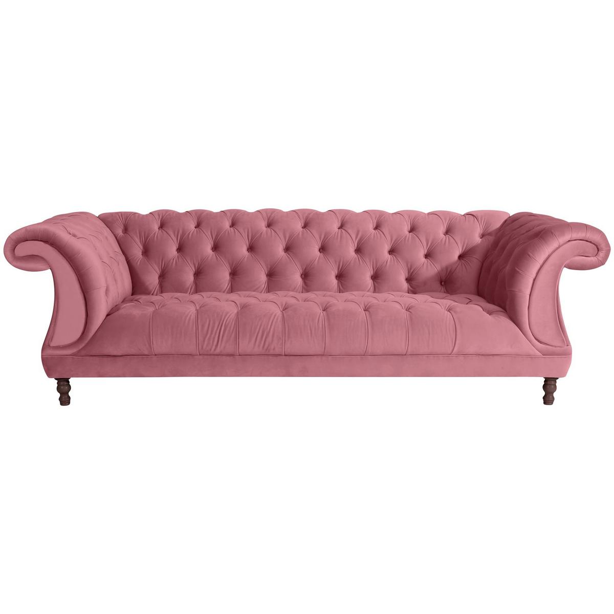 CHESTERFIELD Sofa 3-Sitzer Kaylin Samtvelours rosé - Rosa, Kunststoff (253/80/100cm) - 58aufmkessel