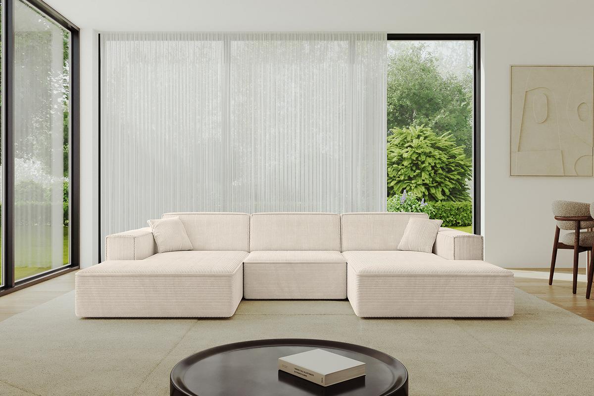 WOHNLANDSCHAFT IREA-U1-v4 - 301x165x77 cm Beige - Beige, Holzwerkstoff/Textil (301/77/165cm) - ALTDECOR